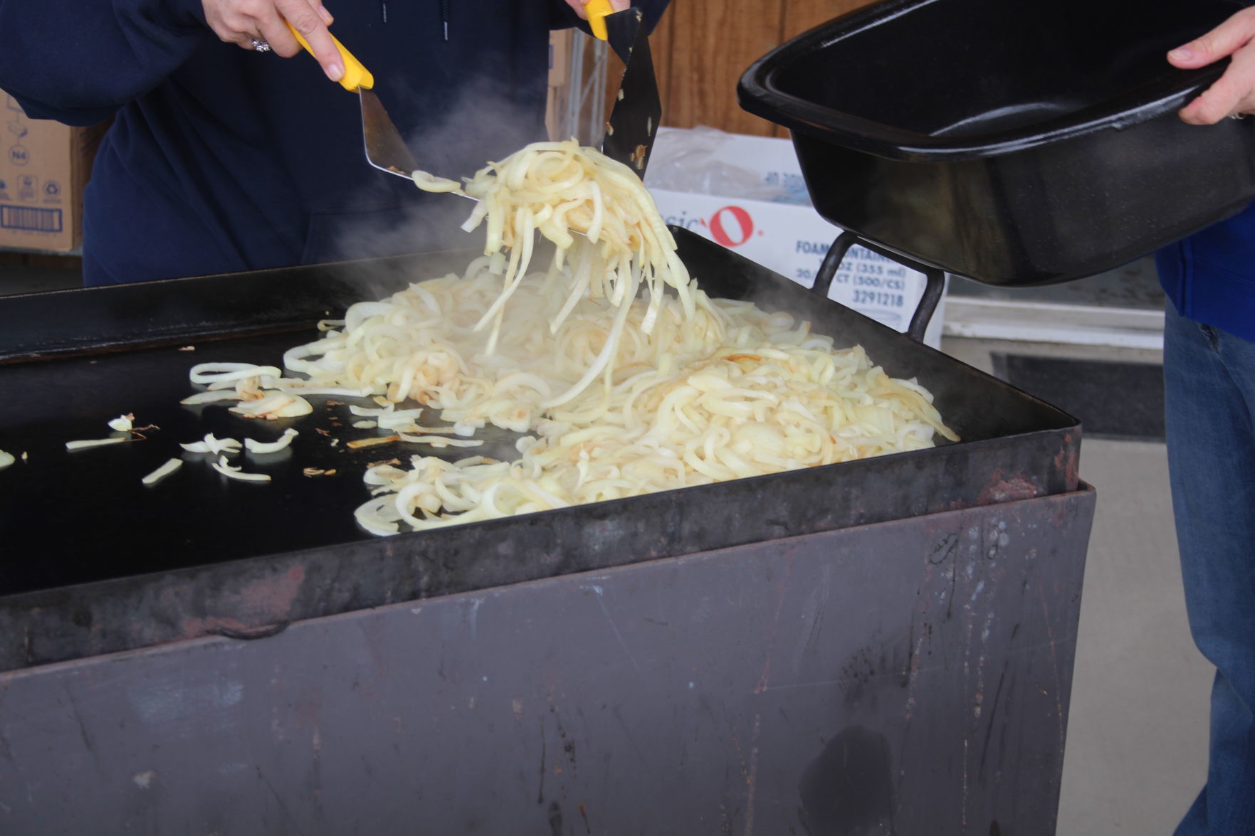 Grilled onions for steak sandwiches